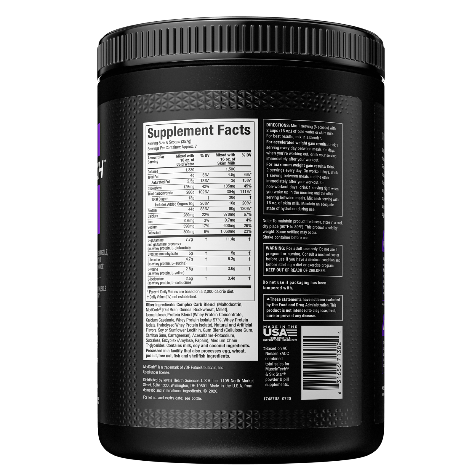 Mass Gainer 60g de proteín MUSCLETECH - Imagen 3