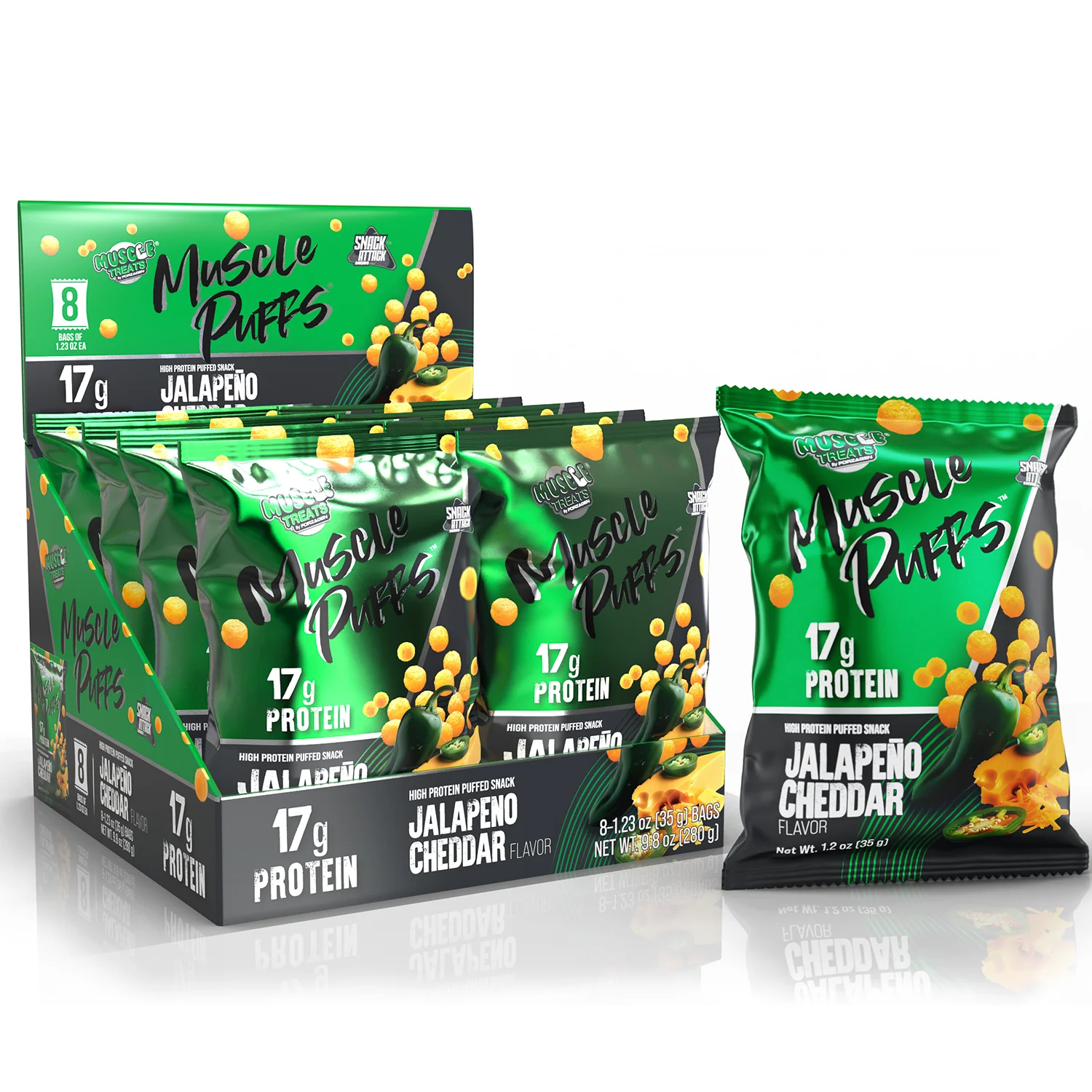 Snack inflado alto en proteínas de Muscle Puffs